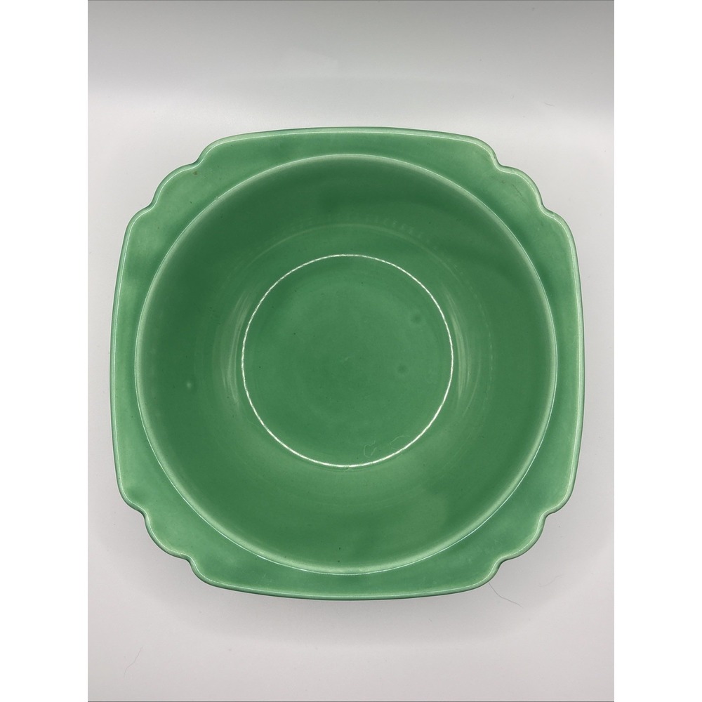 Vintage Homer Laughlin Riviera Green 9" Nappy Bowl - Art Deco Scalloped Edge - Picture 4 of 5